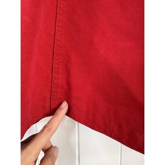 Lands End Chore Barn Coat Mens Large Tall Red Corduroy Collar Flannel Lined VTG - Picture 8 of 13